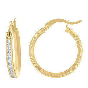 10kt 10k Yellow Gold Womens Cubic-Zirconia Round Tube Hoop Earrings
